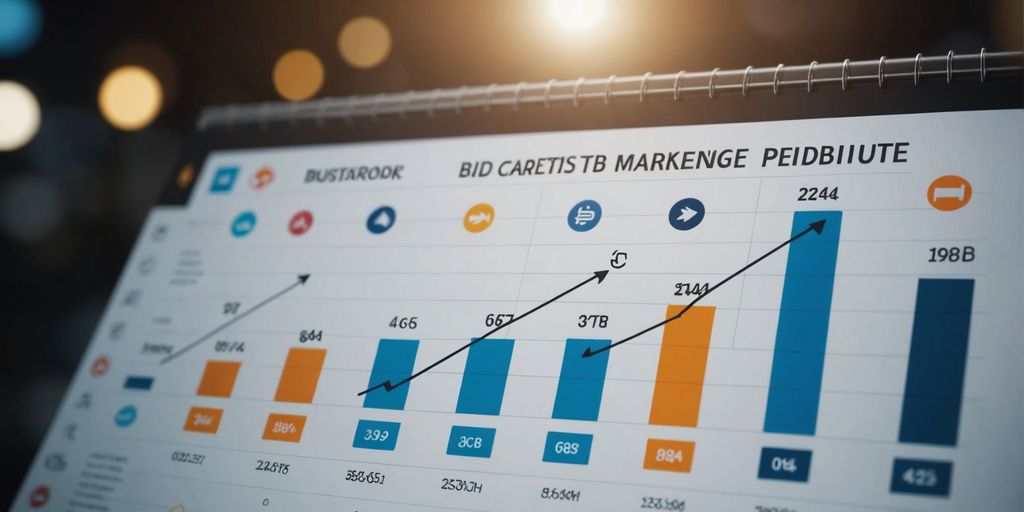 Graph showing business growth with B2B marketing elements